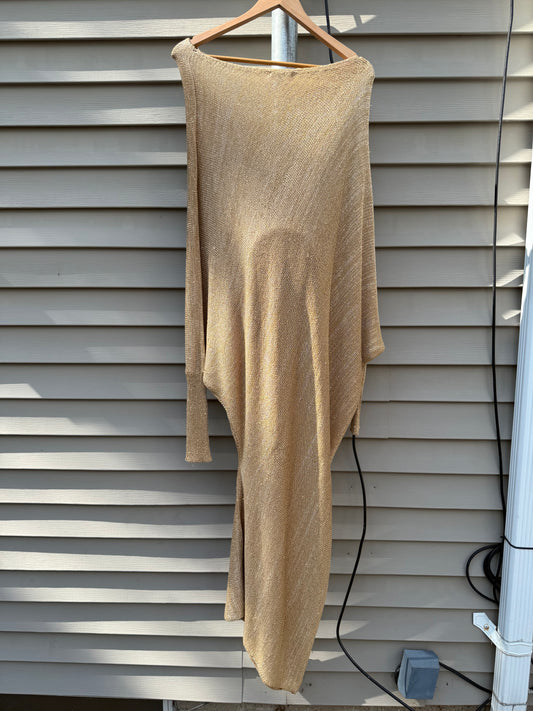 Fashion Nova Gold Slouch Dress Mini Size Large