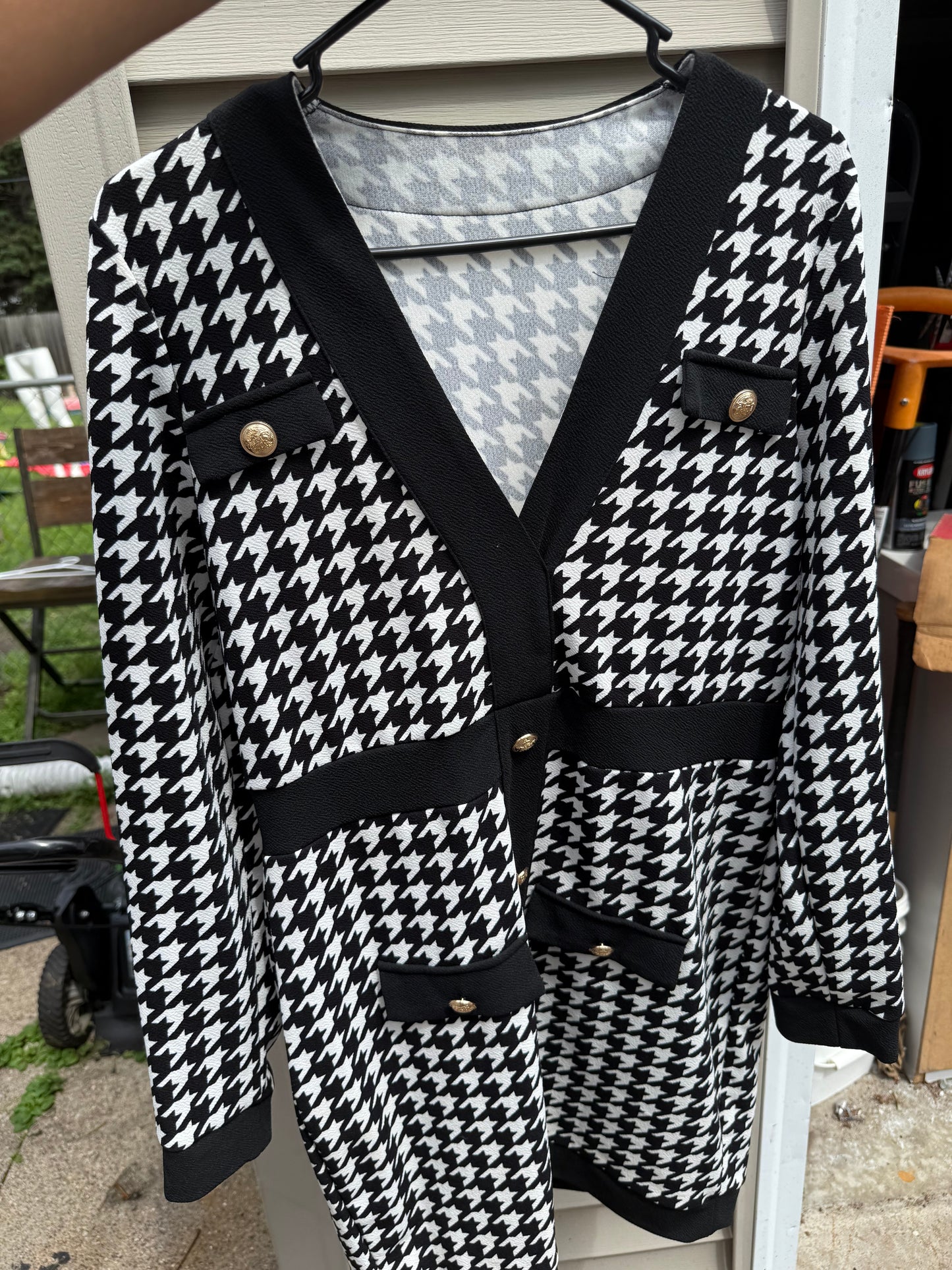 Checkered Midi Dress V-cut Size Large