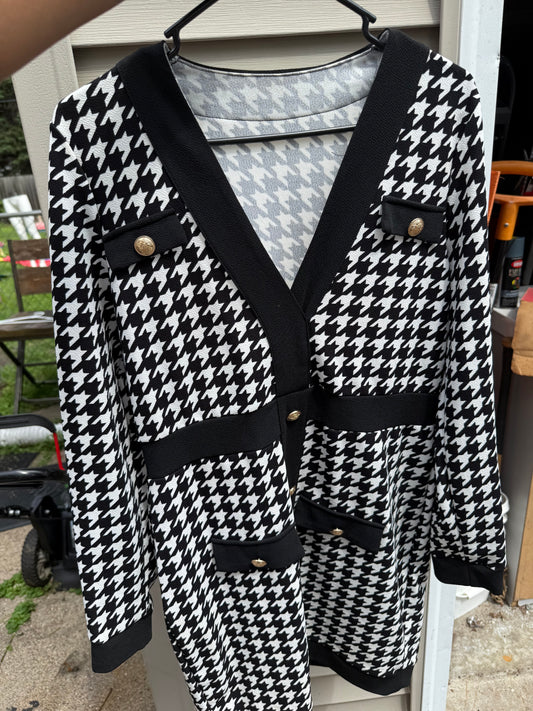 Checkered Midi Dress V-cut Size Large