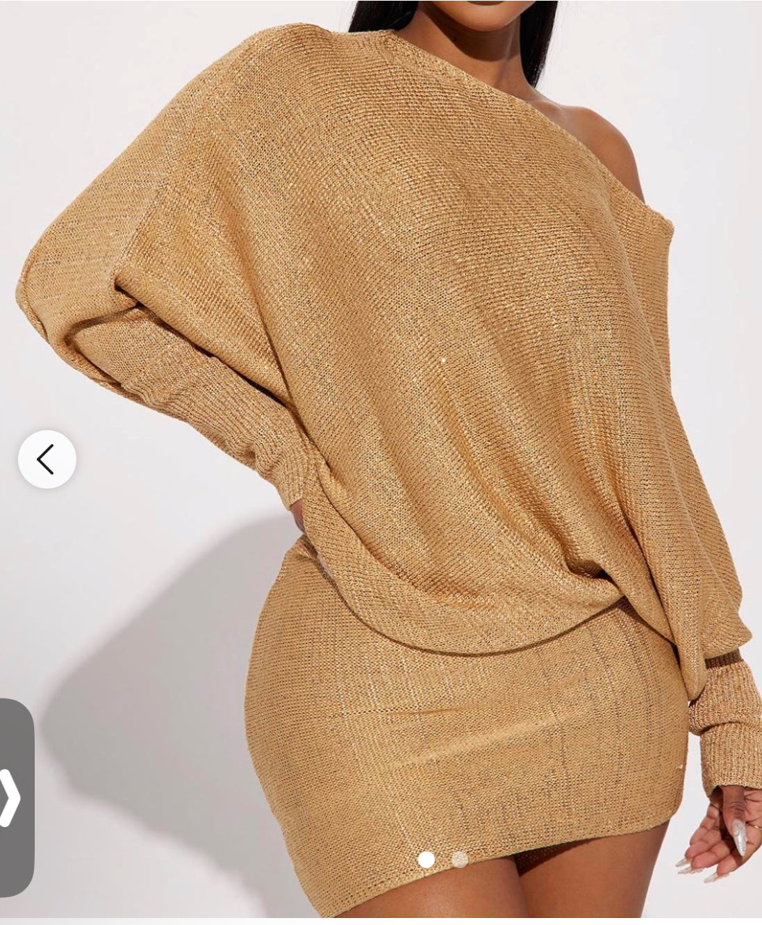 Fashion Nova Gold Slouch Dress Mini Size Large