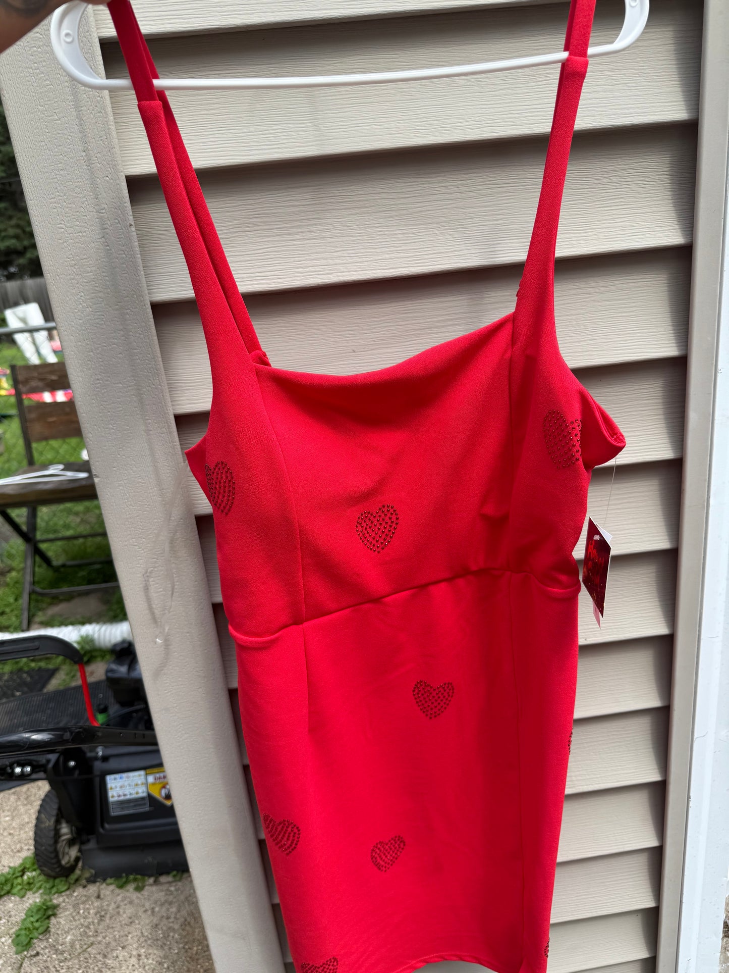 Heart rhinestone red dress