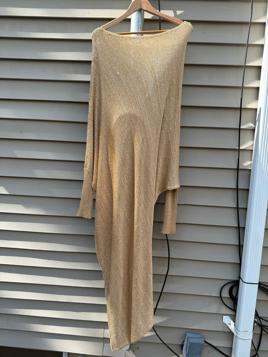 Fashion Nova Gold Slouch Dress Mini Size Large