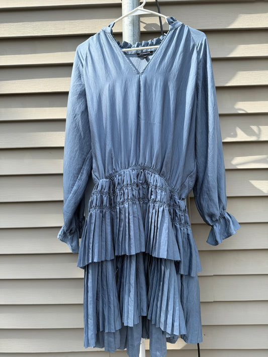 Women's Express Blue Ruffled Long Sleeved Dress Size Large