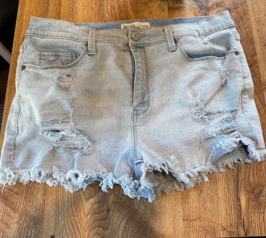 Mudd High-Rise Shortie FLX Stretch distressed Lace Denim Jean shorts Size 15
