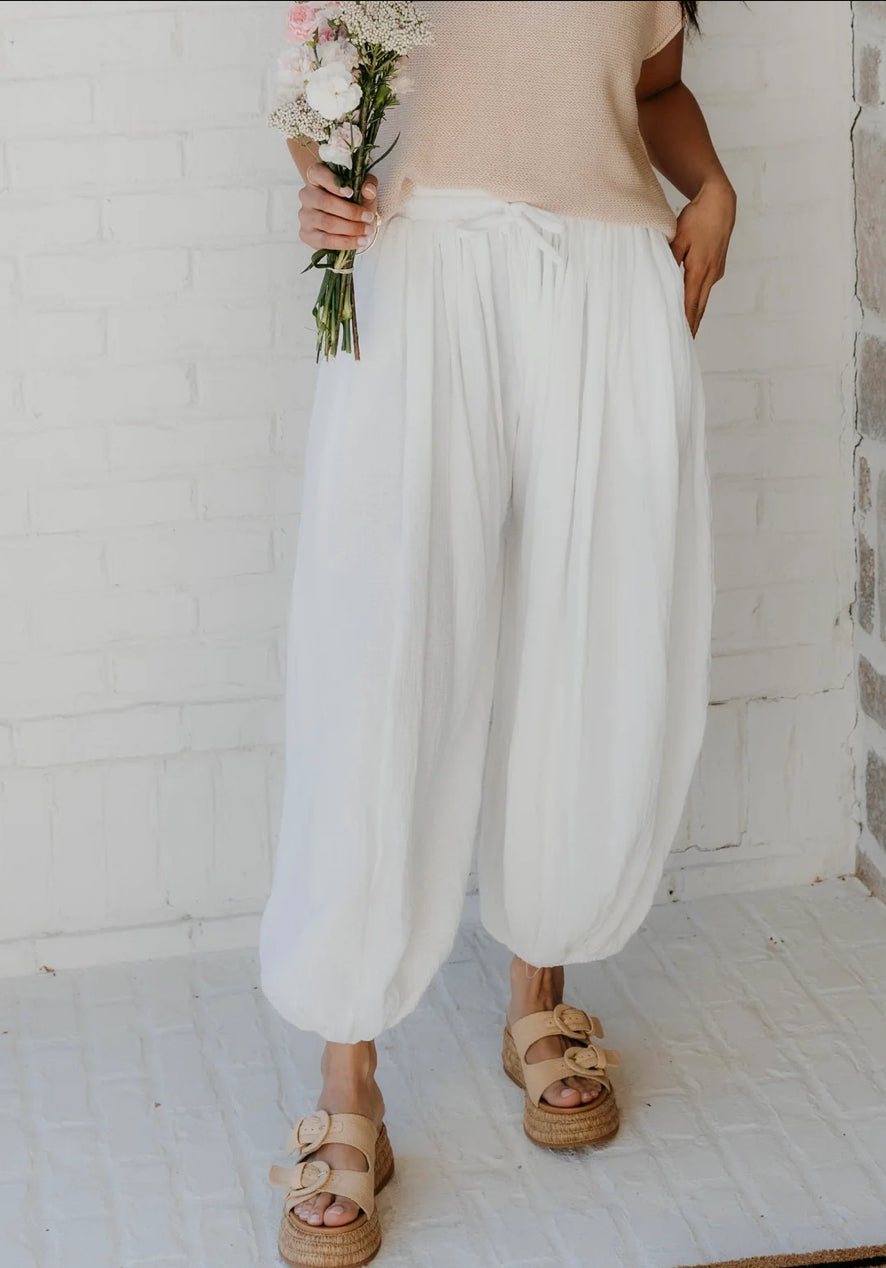 DOUBLE GAUZE FLOWY CUFFED PANTS