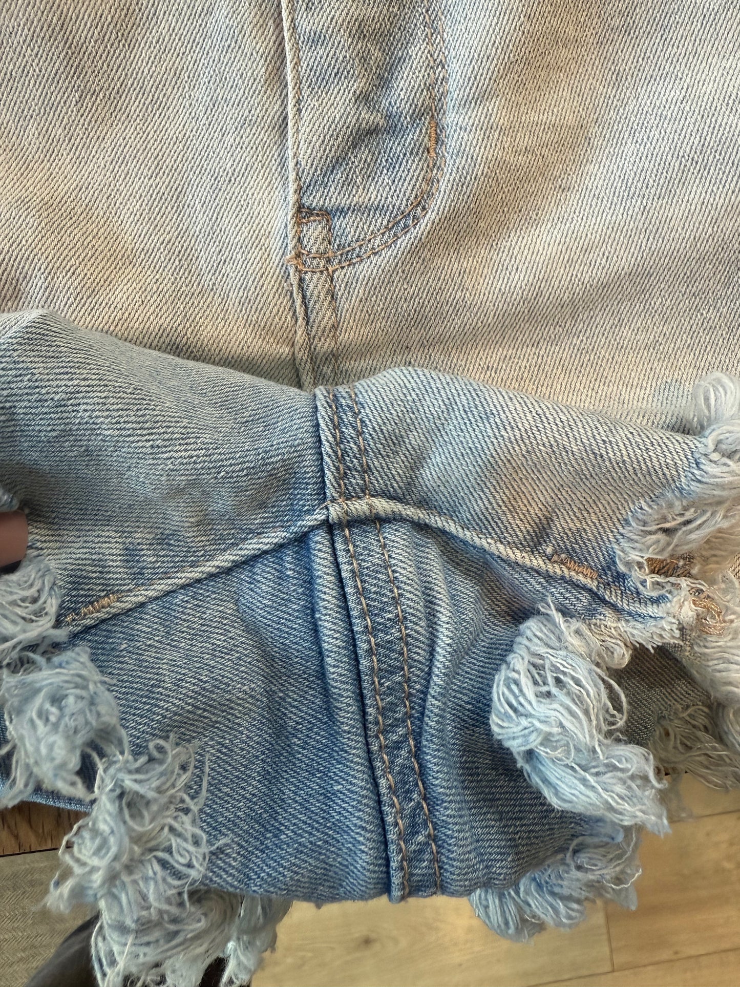 Mudd High-Rise Shortie FLX Stretch distressed Lace Denim Jean shorts Size 15